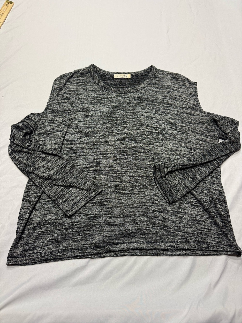 rag & bone Black-Gray Marled Cold-Shoulder Long Sleeve Top